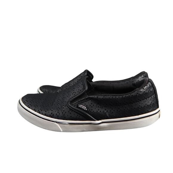 Vans Shoes Womens 6.5 Slip On Sneakers Casual Black Asher Low Perforated Skate - Picture 4 of 11